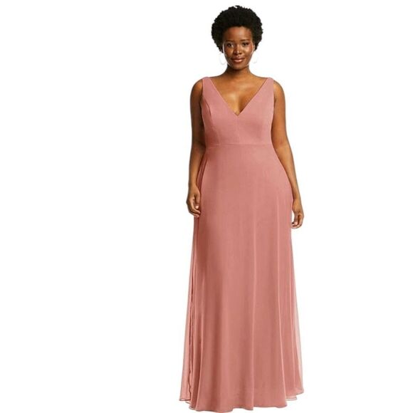 NWOT After Six Maxi Dress Desert Rose V Neck Chiffon Gown Size 0 - Picture 1 of 15